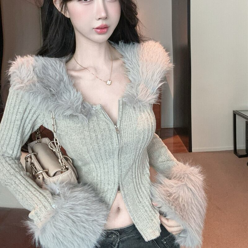 【outer】ファーニットカーデ　M27826