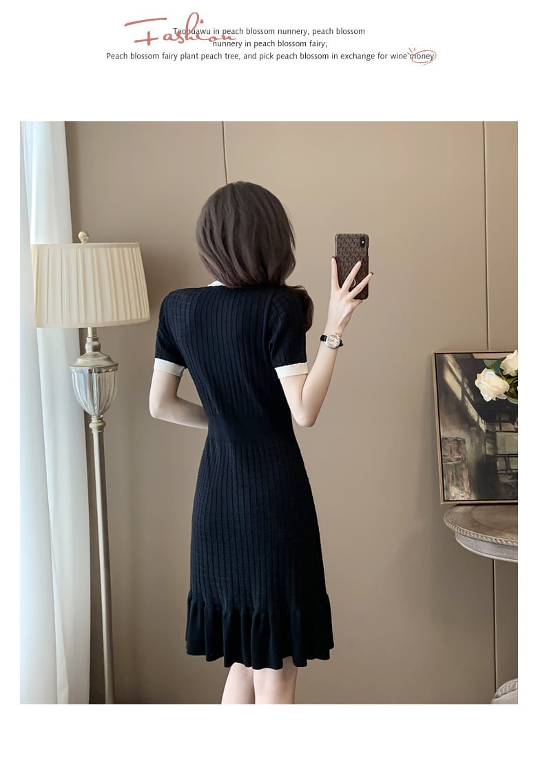 【dress】Vネックマーメイドニットワンピース G20250