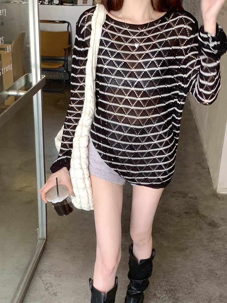 【tops】紫外線対策ニットトップス　M24280