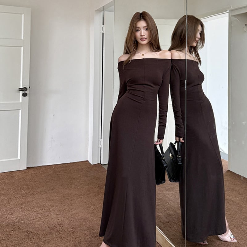 【dress】オフショルロングワンピース Q6924