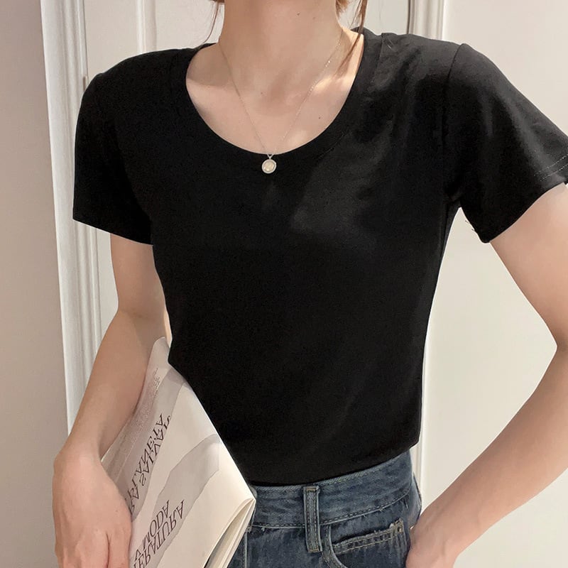 【tops】3色UネックＴシャツF7501