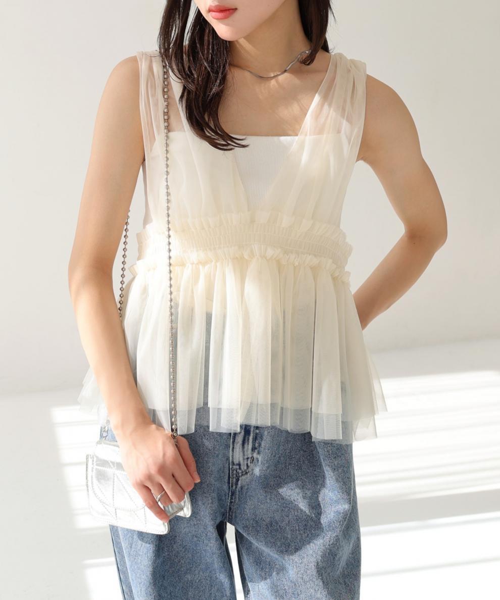 【tops】チュールノースリーブトップス　M29964