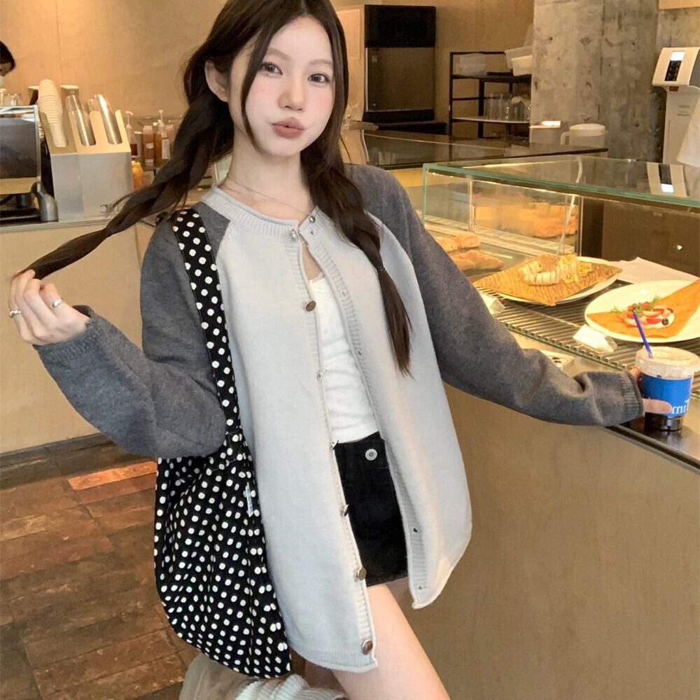 【outer】配色ニットカーデ　M28796