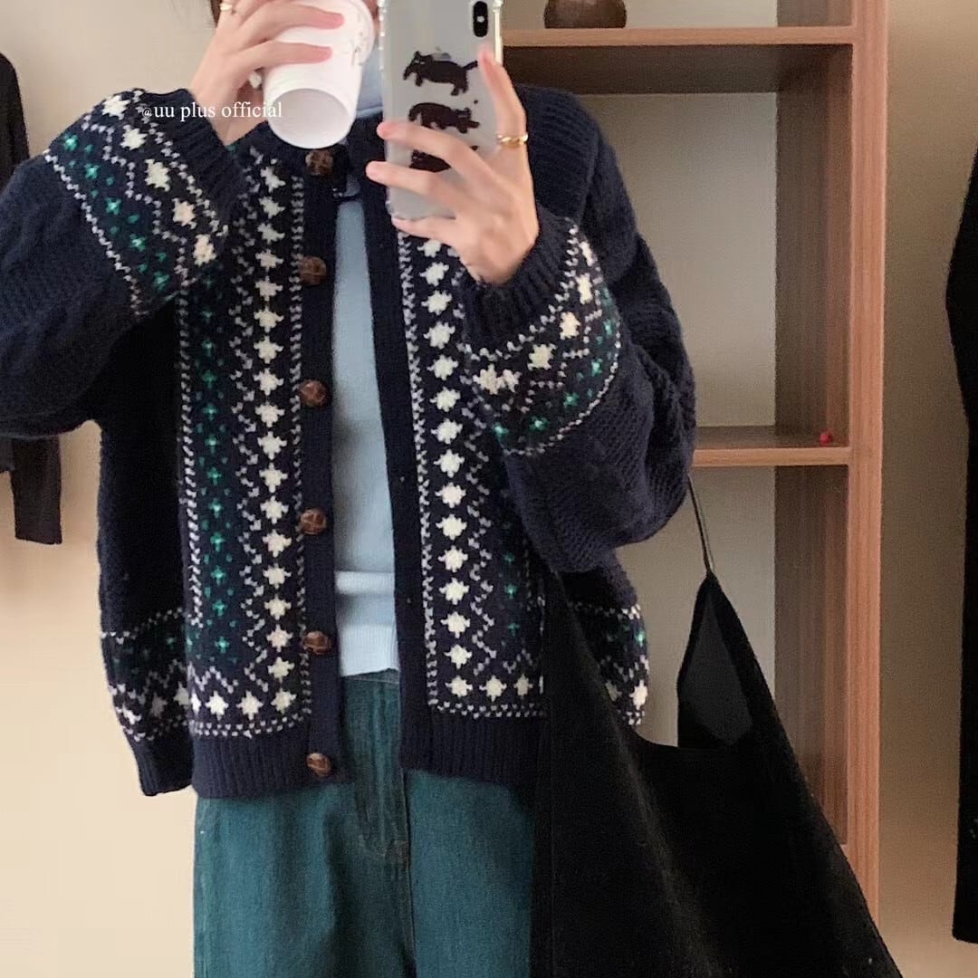 【outer】ジャカードニットカーデ　M27126