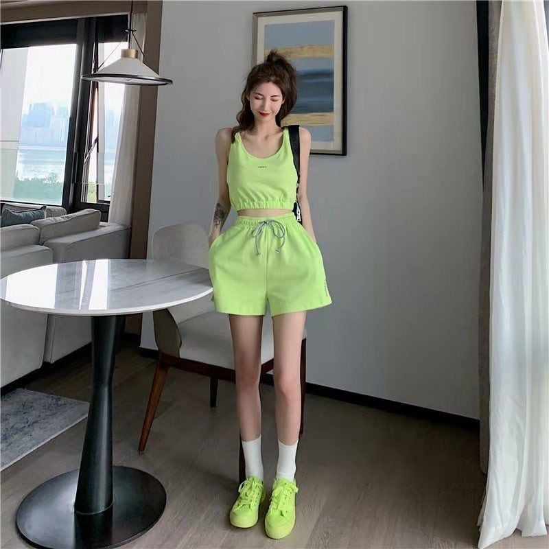 【set】タンクトップ+ショートパンツ2点セットF7338