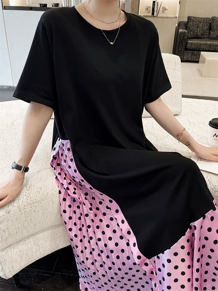 【dress】ドット柄切り替えワンピース　M25160