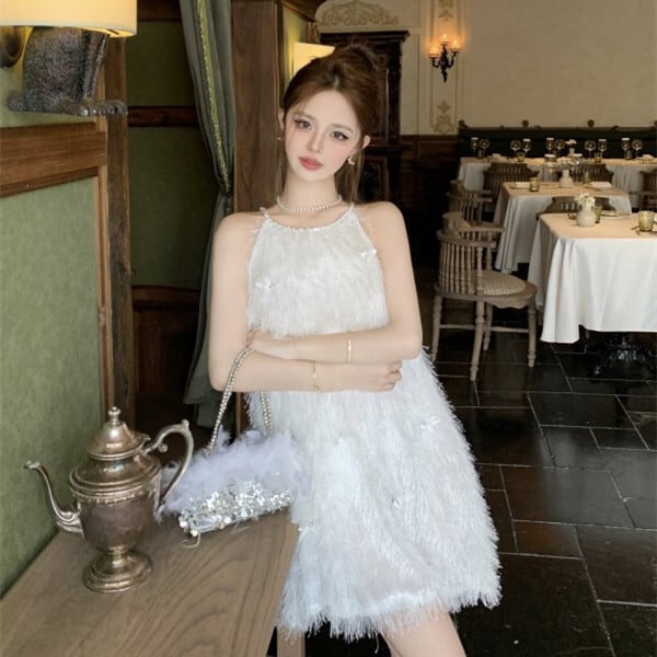 【dress】ビジューホルターネックワンピース　M24775