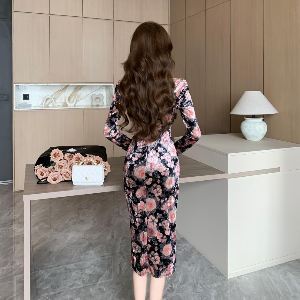 【dress】プリントスリットデートワンピース　M28303