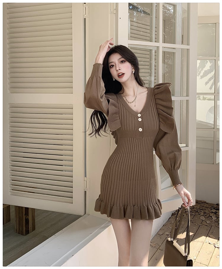 【dress】フリルニットワンピース　M28791