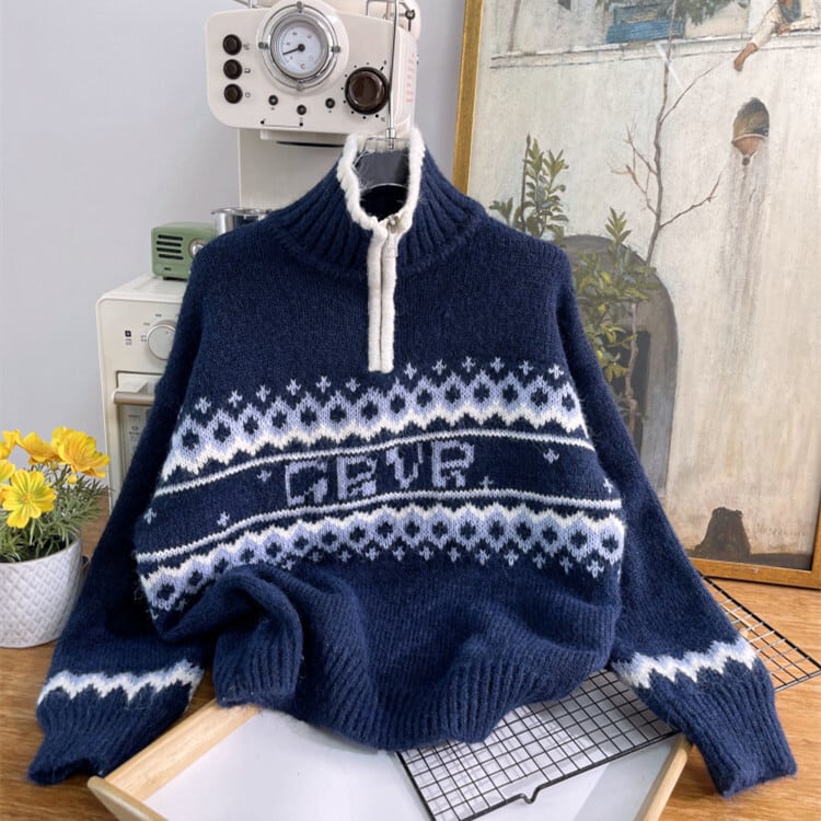 【tops】ファスナーニットセーター　M28624
