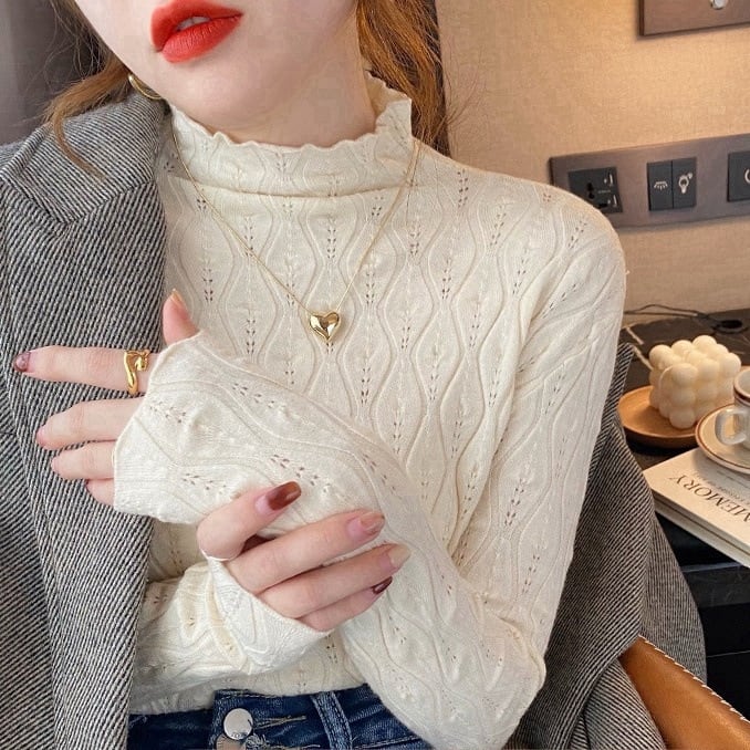 【tops】無地ニットトップス　M26439
