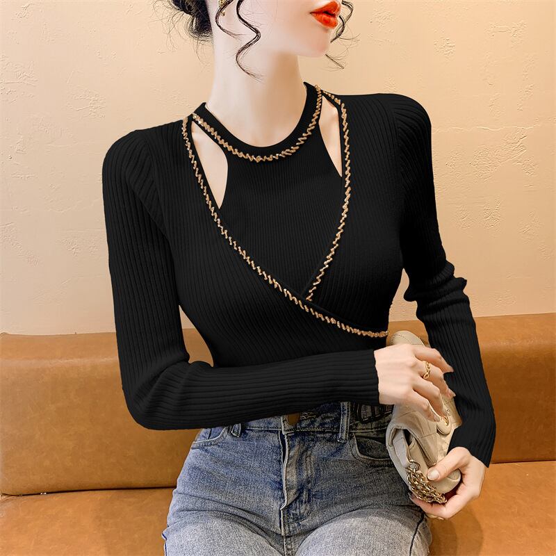 【tops】ビジュースリットニットトップス　M28254