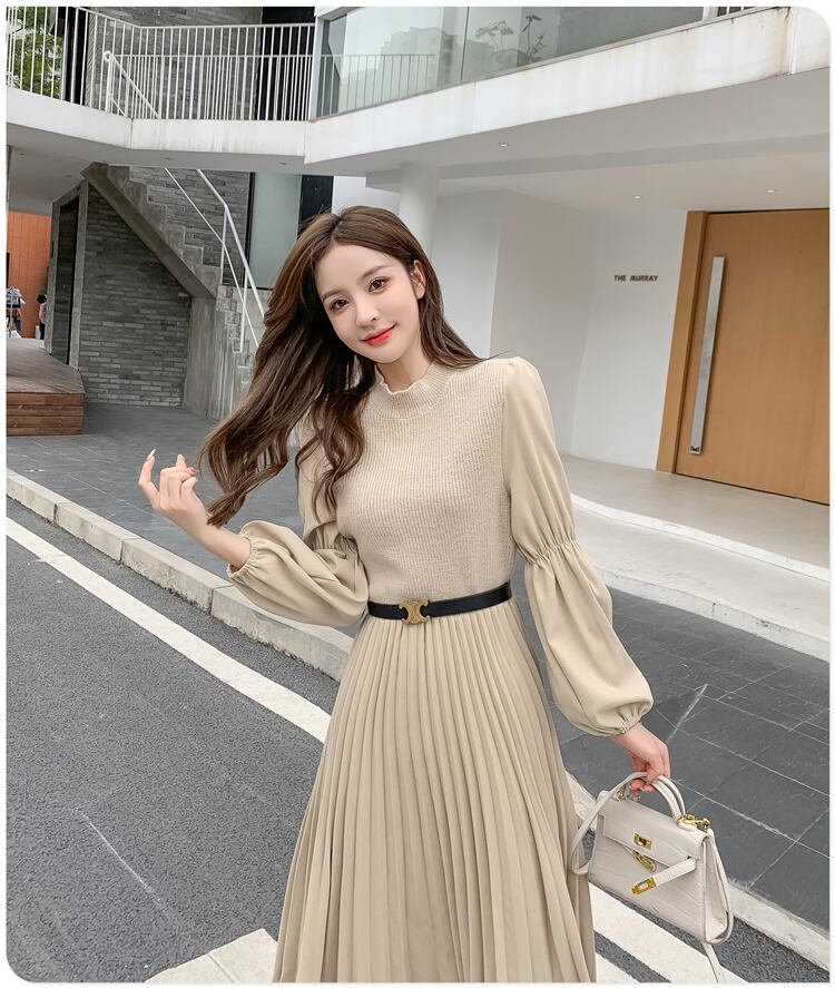 【dress】高級感 秋気質満点長袖高品質フランス風デザインワンピース G2235