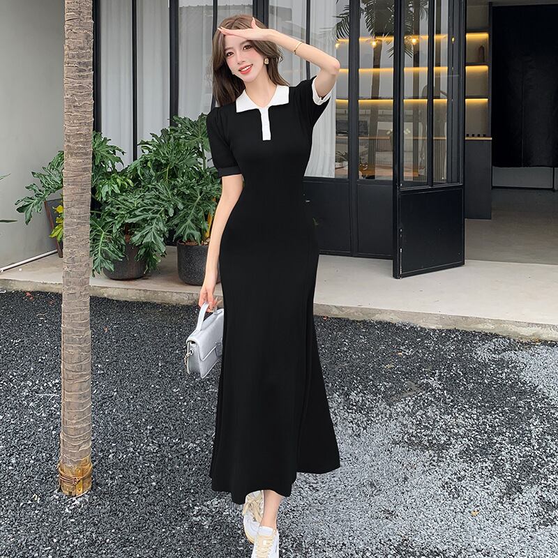 【dress】POLOネックニットワンピース G21110