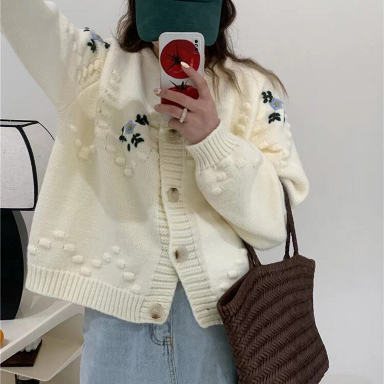 【outer】クルーネックニットカーデ　M18464