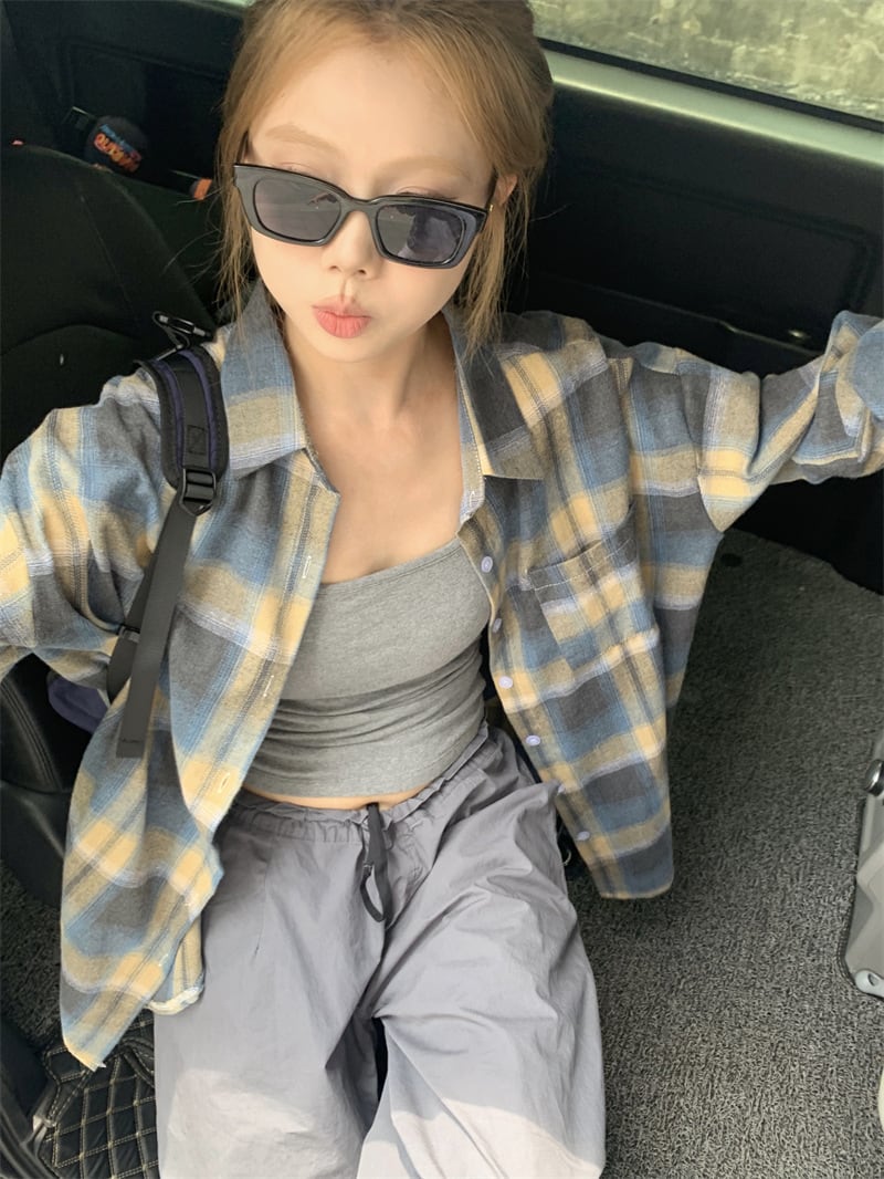 【tops】チェック柄シャツトップス　M25664