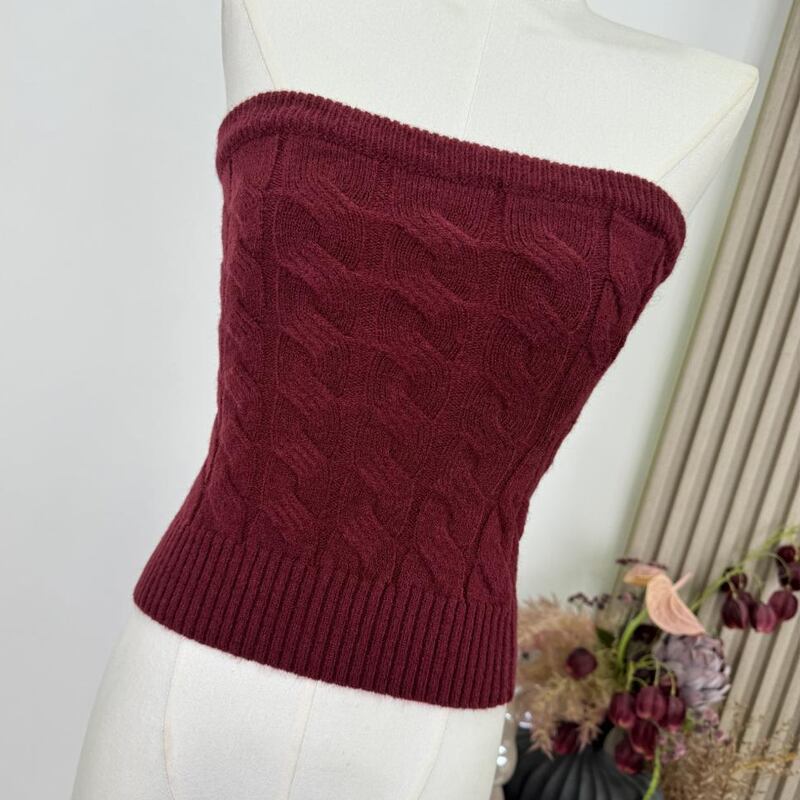 【tops】ニットチューブトップス Q7618