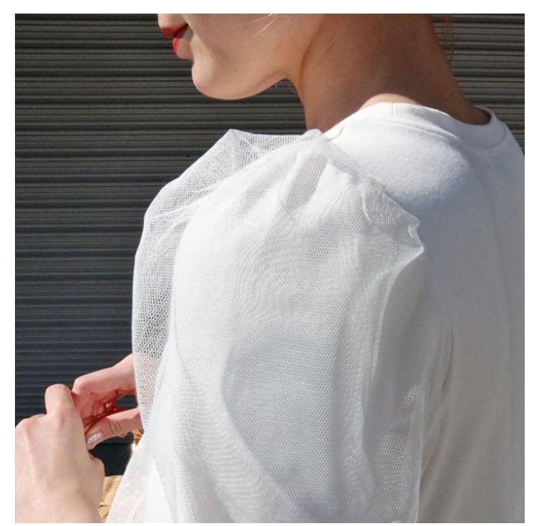 【tops】チュール切り替えTシャツ　M24045