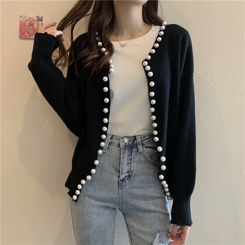 【outer】パールニットカーディガン　N2070