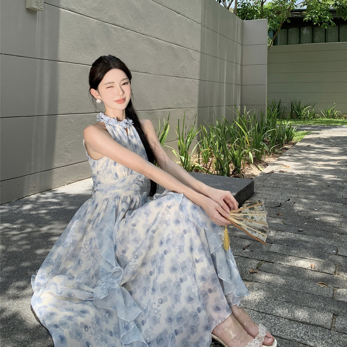 【dress】ホルターネック花柄ワンピース　M24549