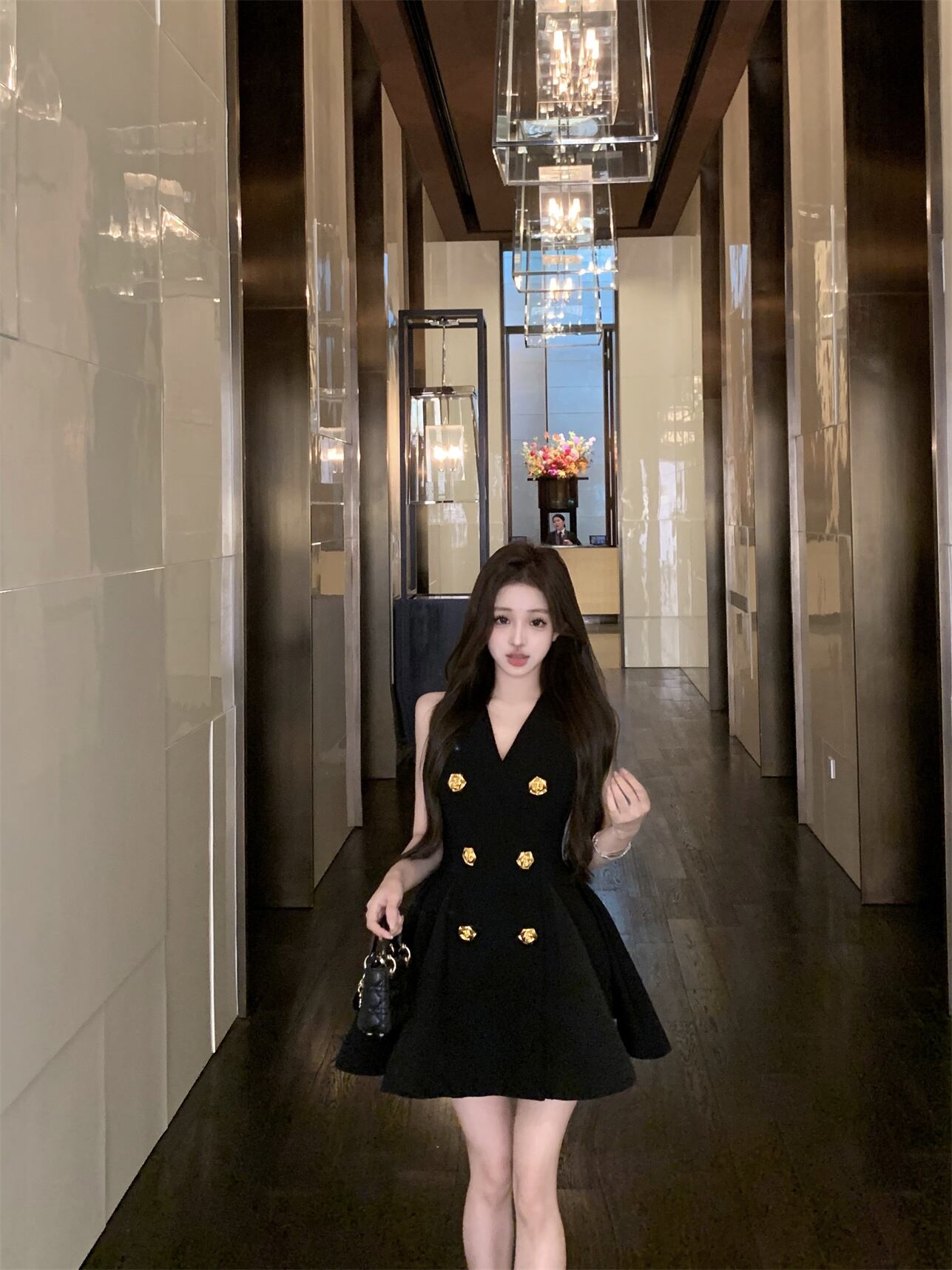 【dress】Vネックノースリーブワンピース　M29828