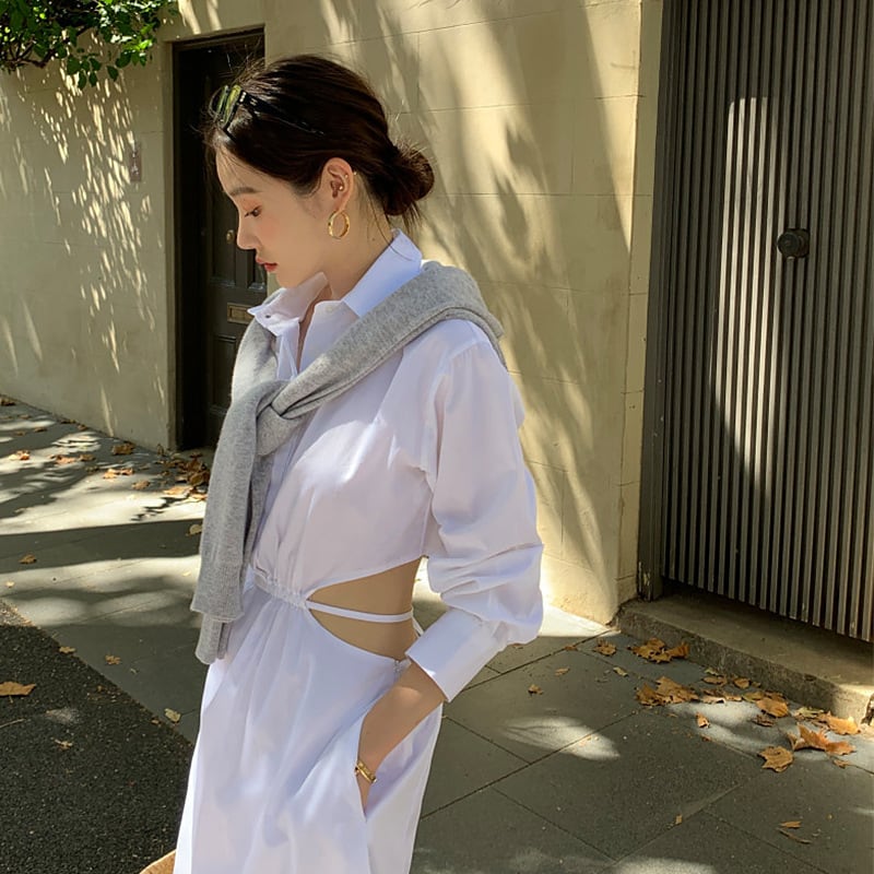 【dress】ウエストカットシャツワンピース G20859