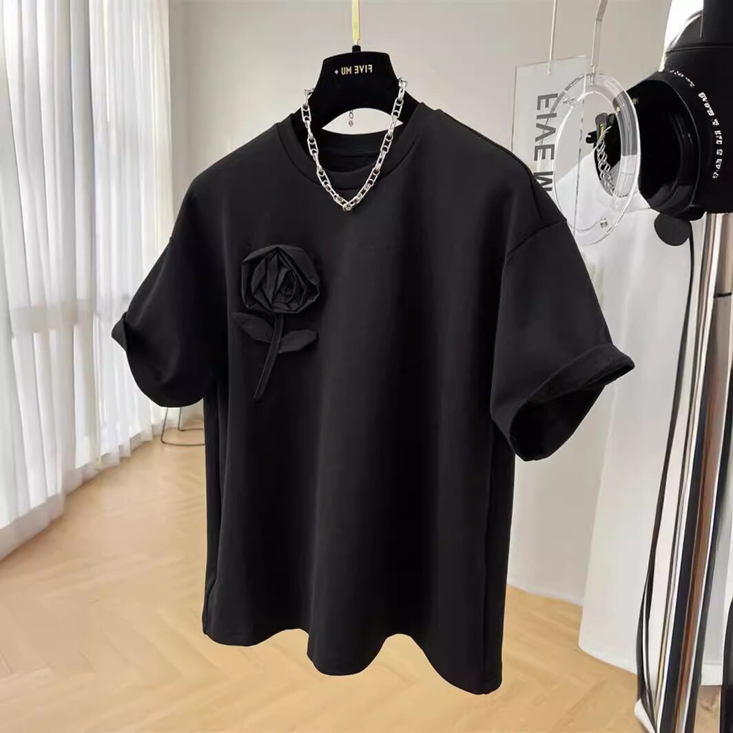 【tops】2色ラウンドネック半袖ＴシャツF7357