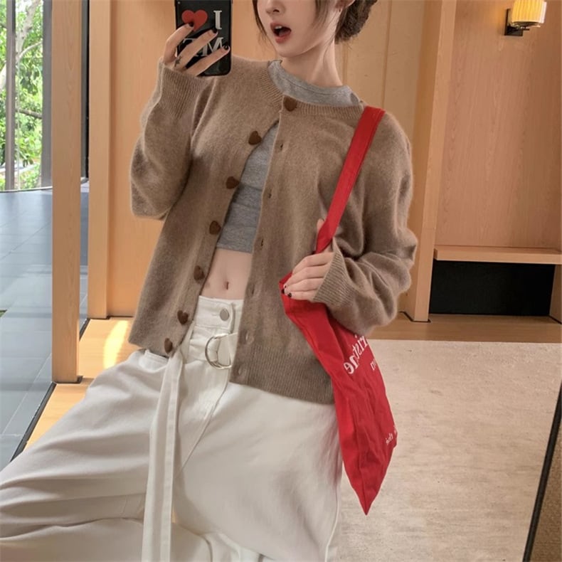 【outer】クルーネックニットカーデ　M25853