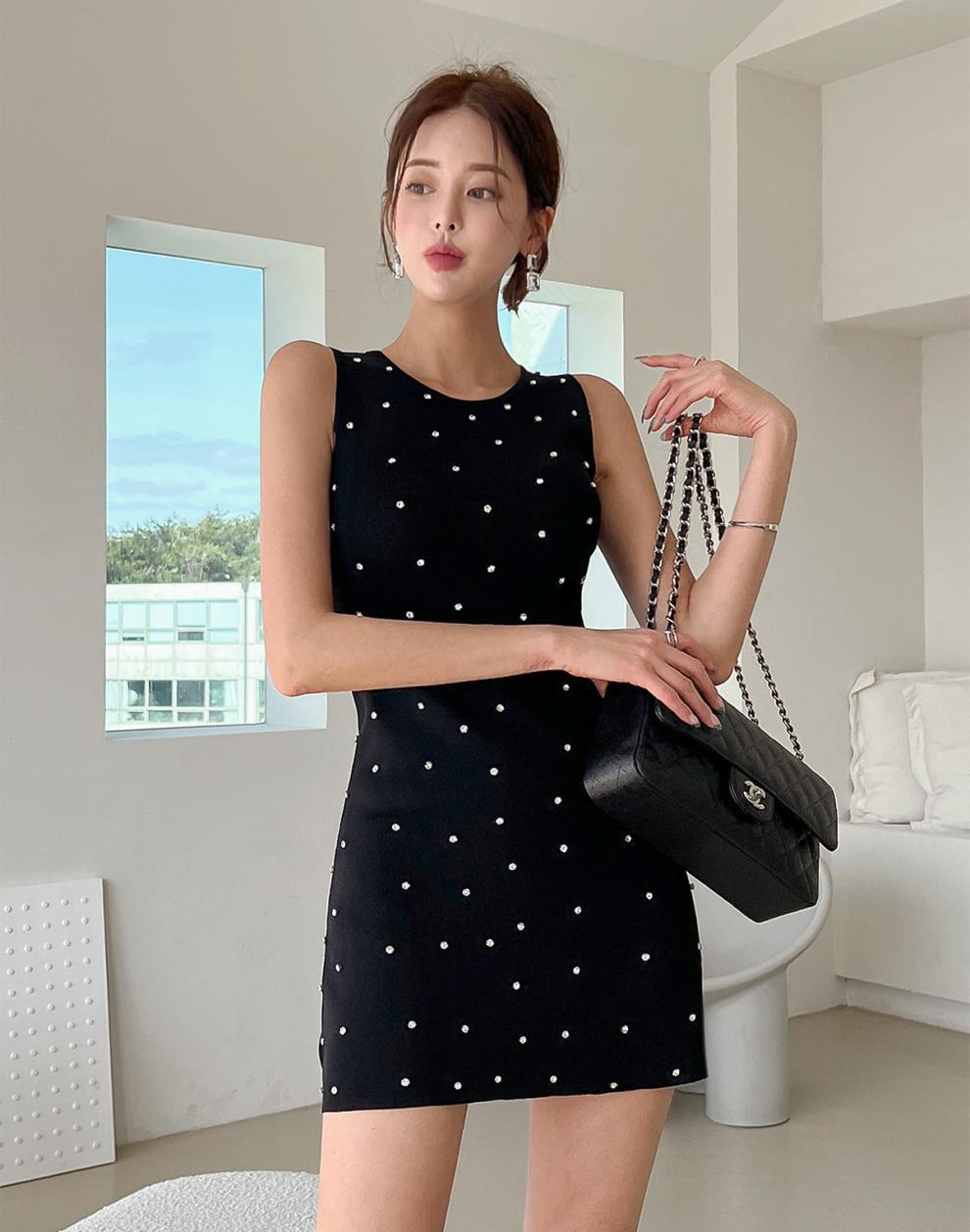 【dress】ノースリーブビジューワンピース　M25261