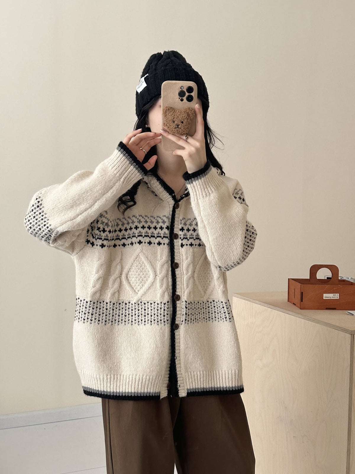 【outer】ジャカードニットカーデ　M27112