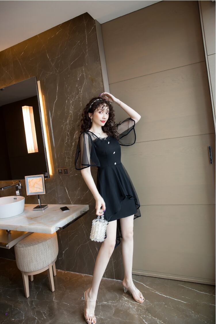 【dress】魅力的 気質満点 無地スクエアネック個性的なデザインセクシーワンピース