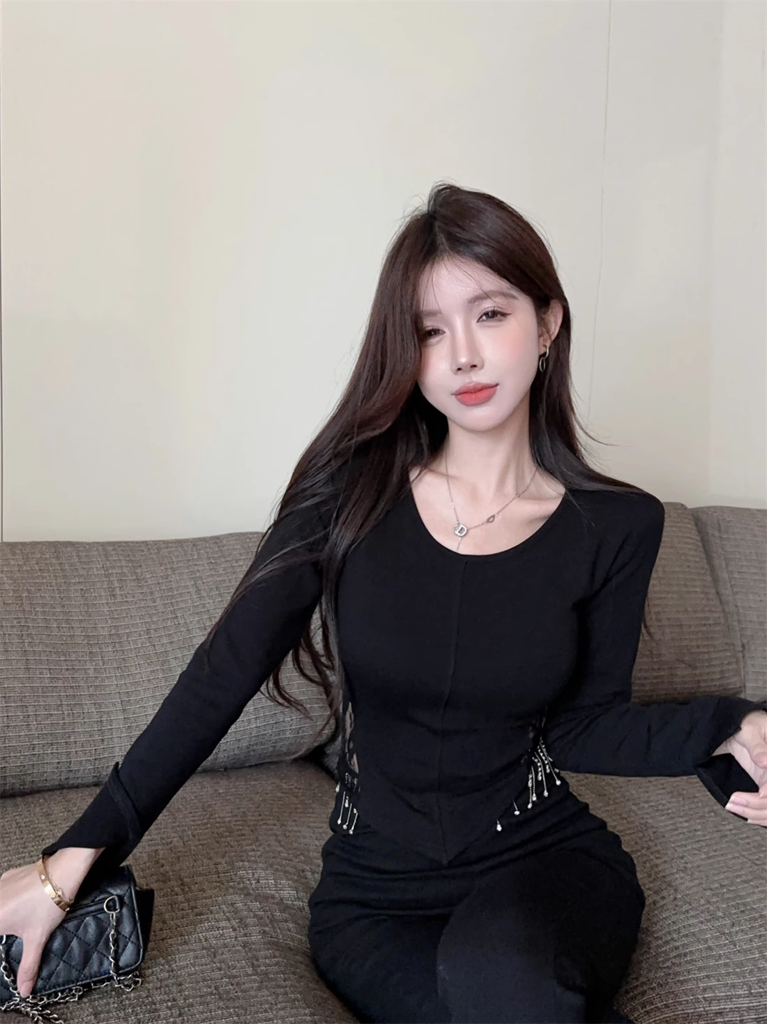 【tops】フリンジレースブラウスF8333