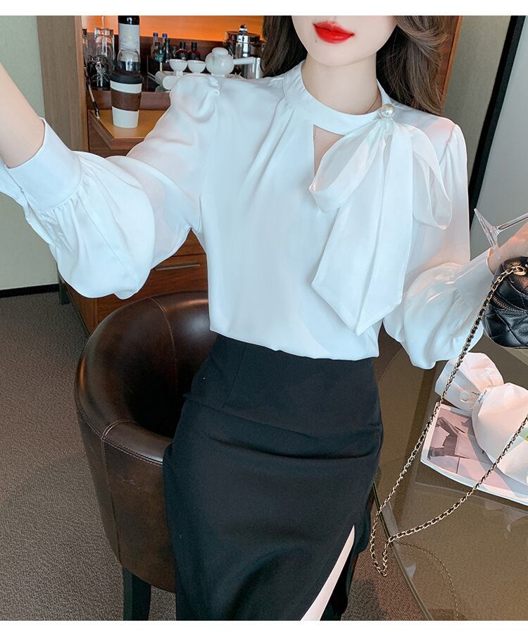 【tops】リボン付きブラウス　M29120