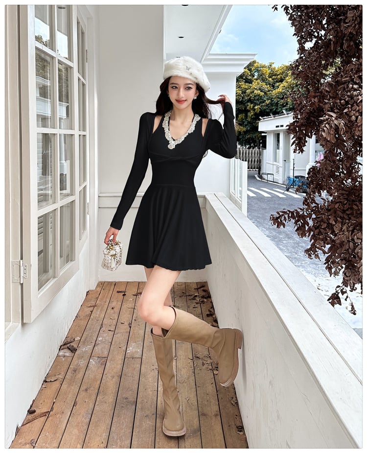 【dress】ビジューデートワンピース　M27418
