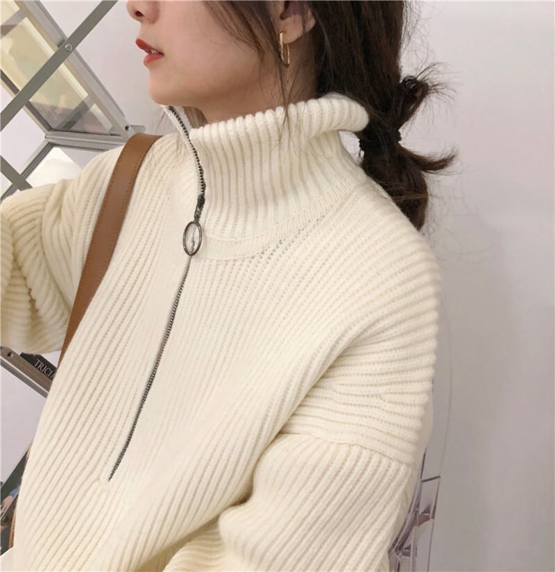 【tops】ファスナーニットセーター　M25903