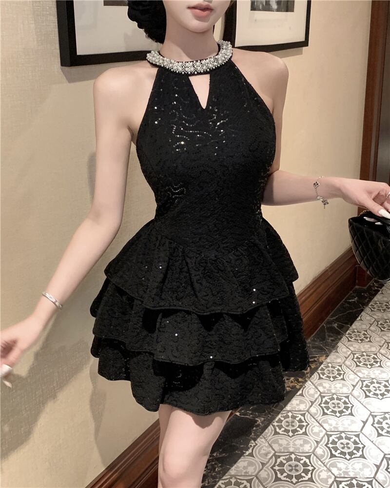 【dress】ビジューノースリーブワンピース　M30049