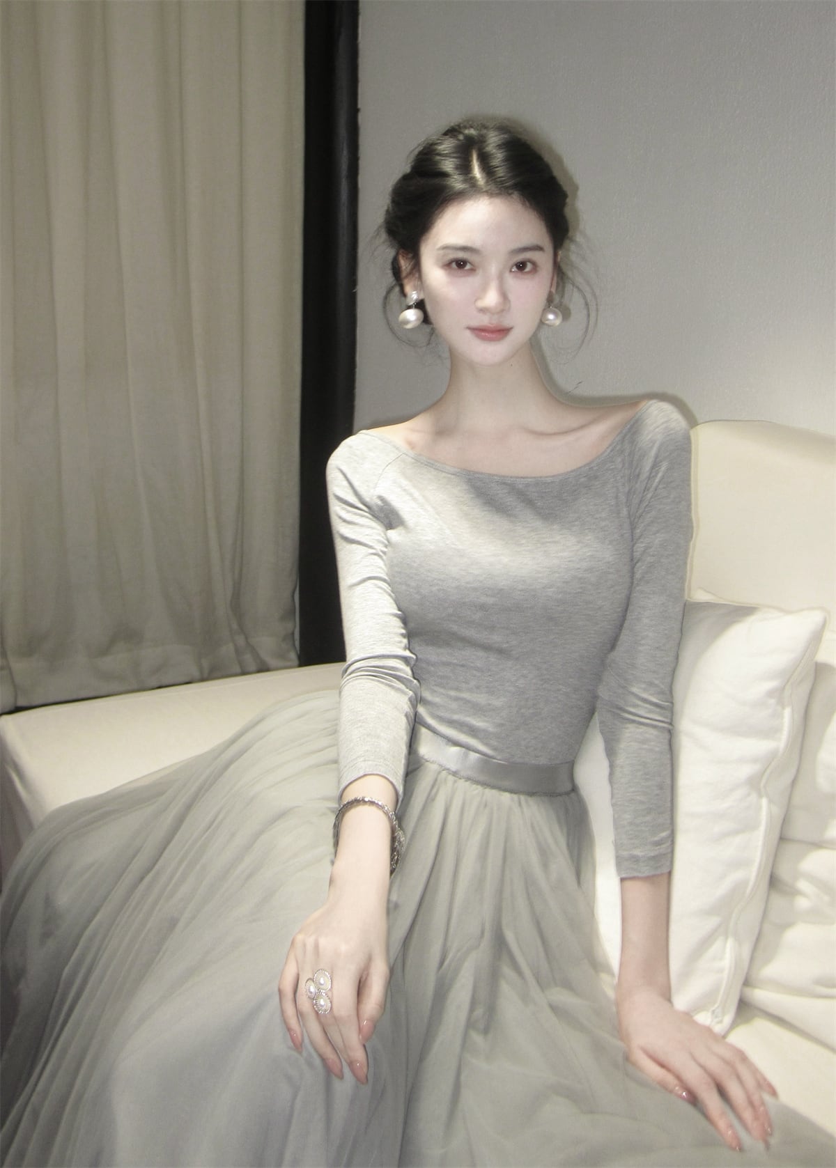 【dress】2WAYチュールドッキングロングワンピース　N3426