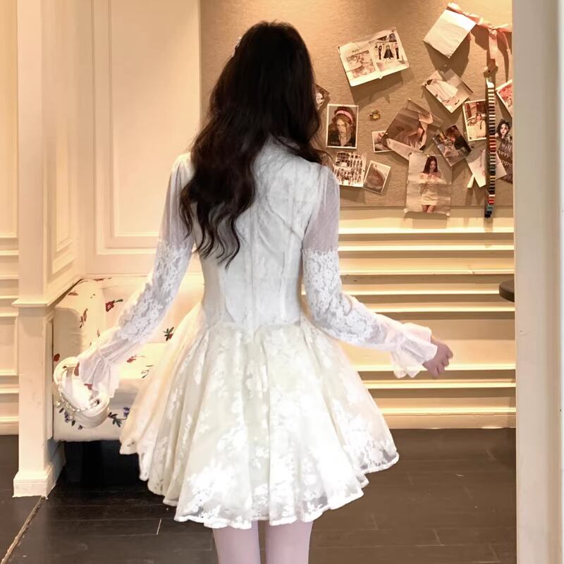 【dress】フレアレースワンピース Q7800
