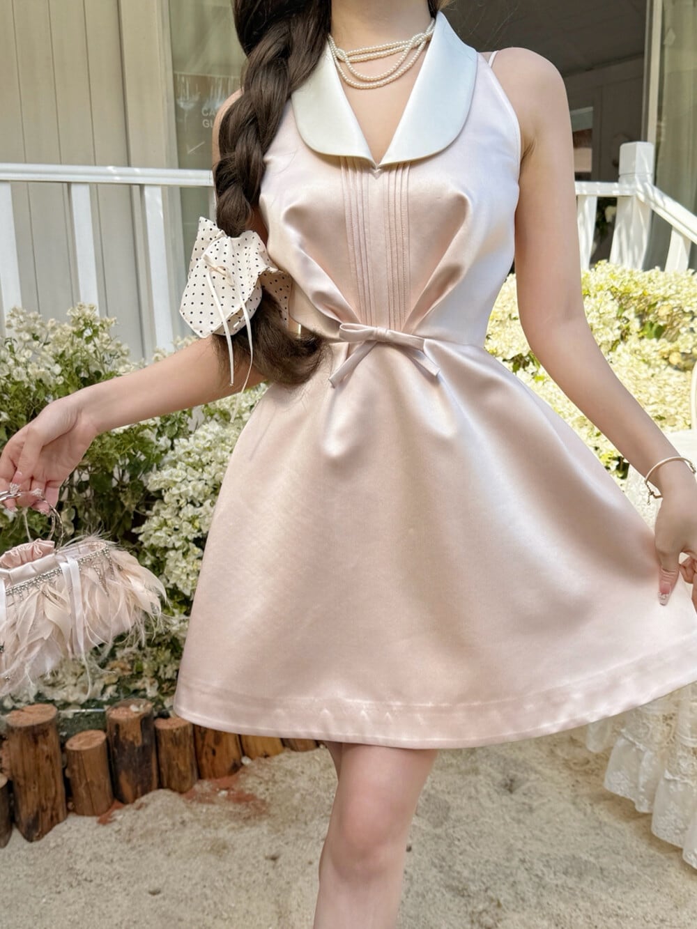 【dress】リボンミニワンピース　N3532