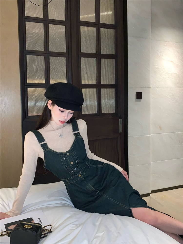 【dress】サロペットデニムワンピース　M27988