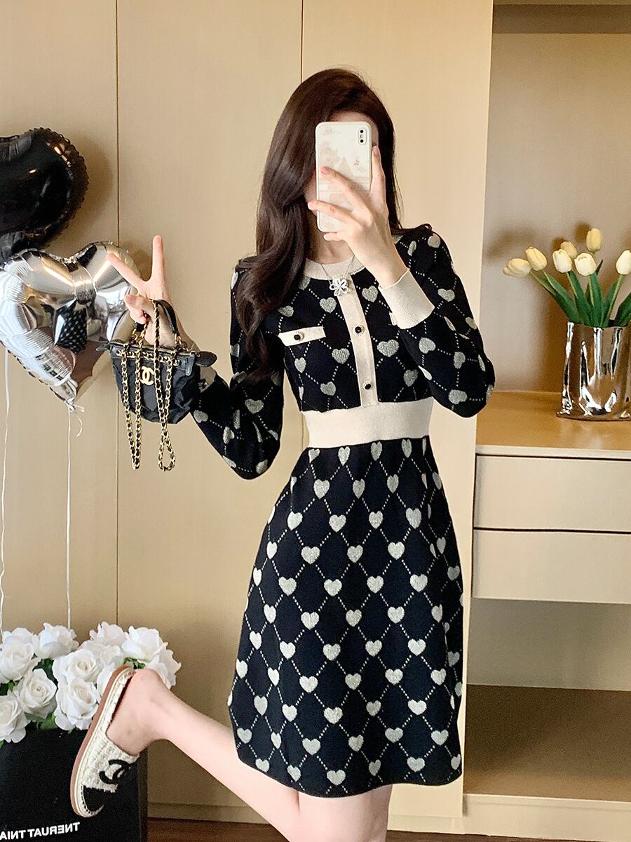 【dress】ジャカードニットワンピース　M28415