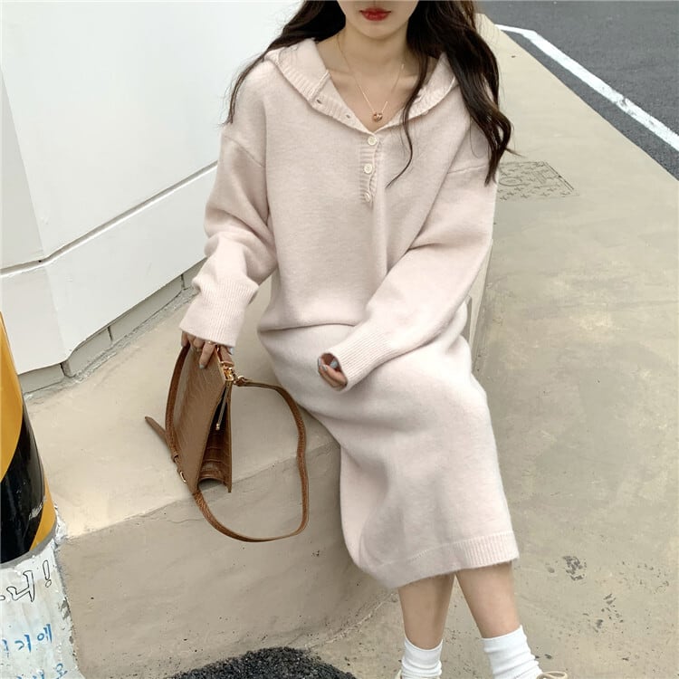 【dress】フード付きニットワンピース　M26936