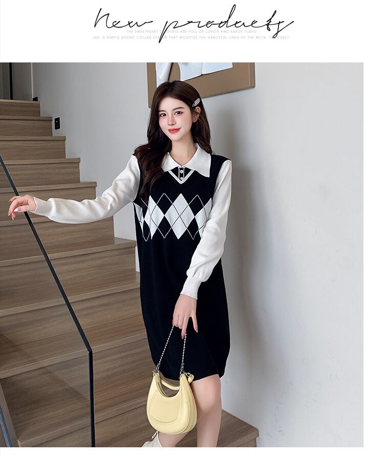 【dress】ドッキングニットワンピース　M18690