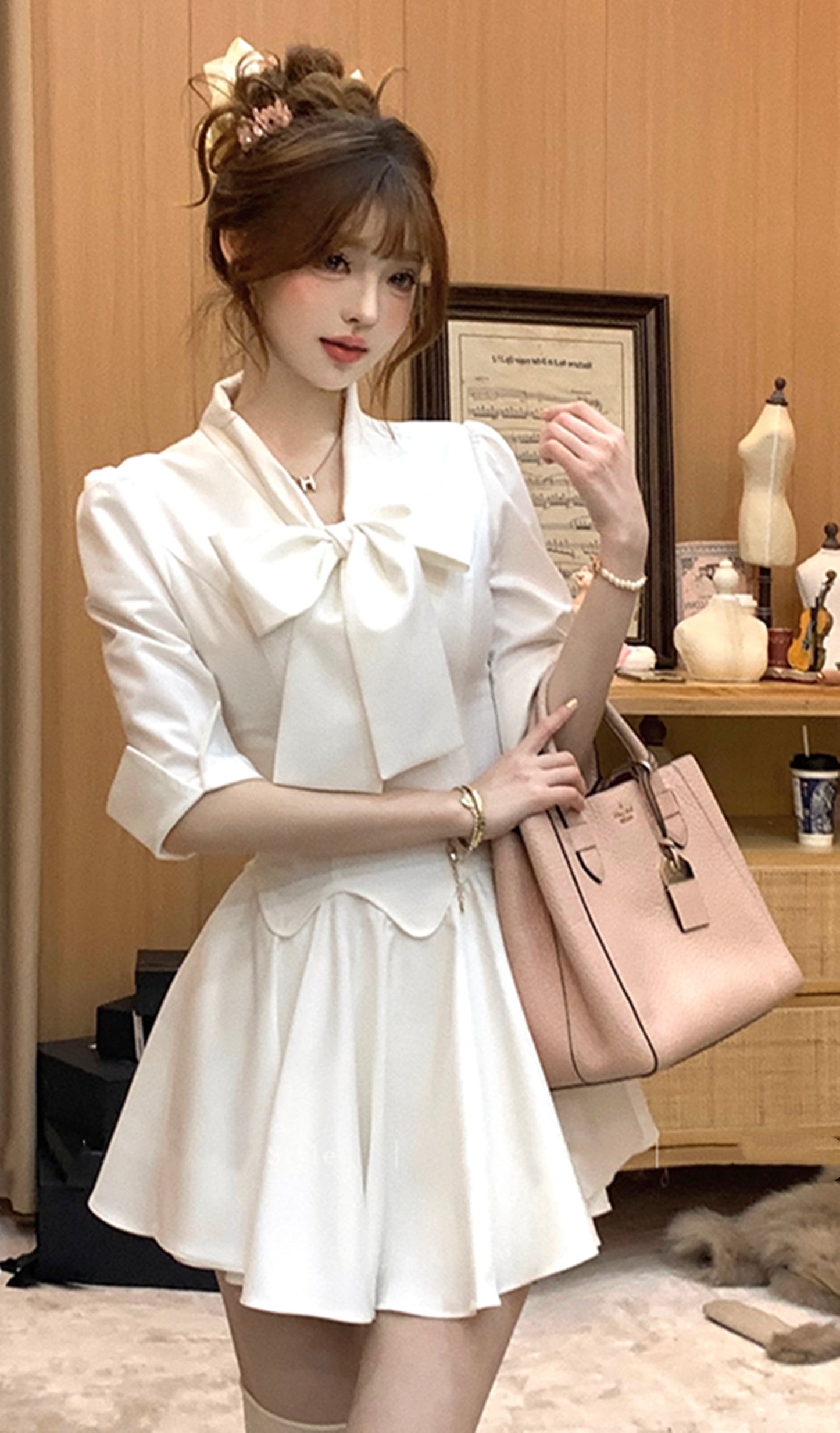 【dress】リボンシャツワンピース　N3016