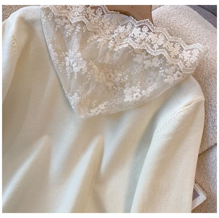 【tops】レース切り替えニットトップス　M28053