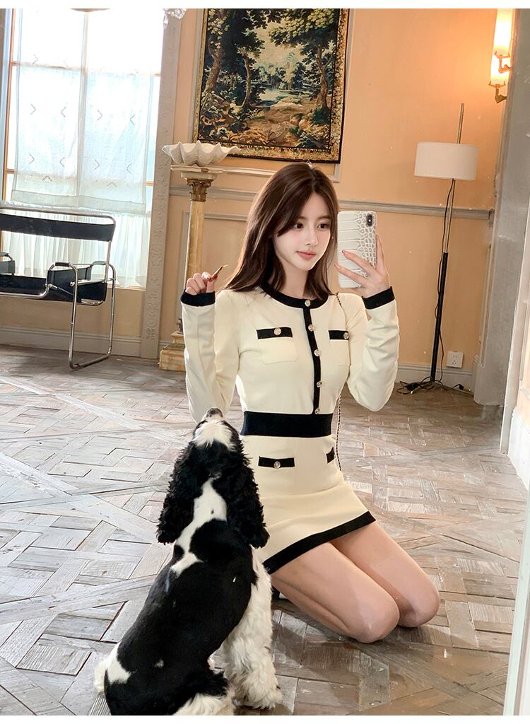 【dress】ニットミニワンピース　N3446