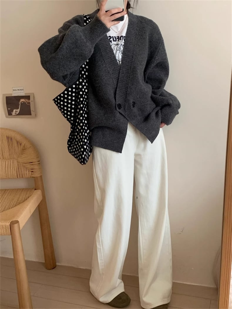 【outer】Vネックニットカーデ　M25974
