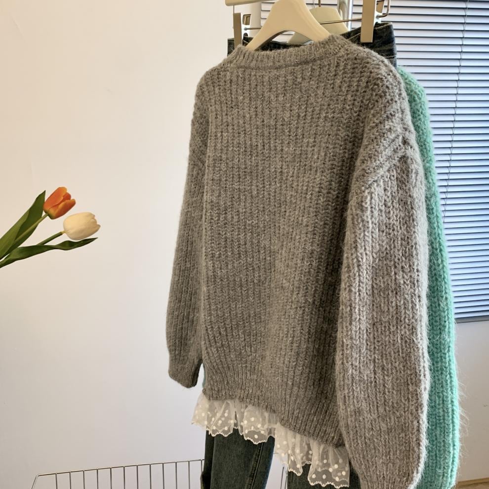 【tops】レース切り替えニットセーター　M29275