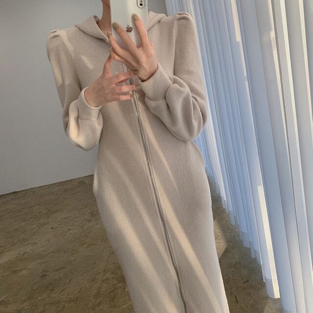 【dress】好感度満載！気質満点体型カバー着痩せパフスリーブワンピース G10915