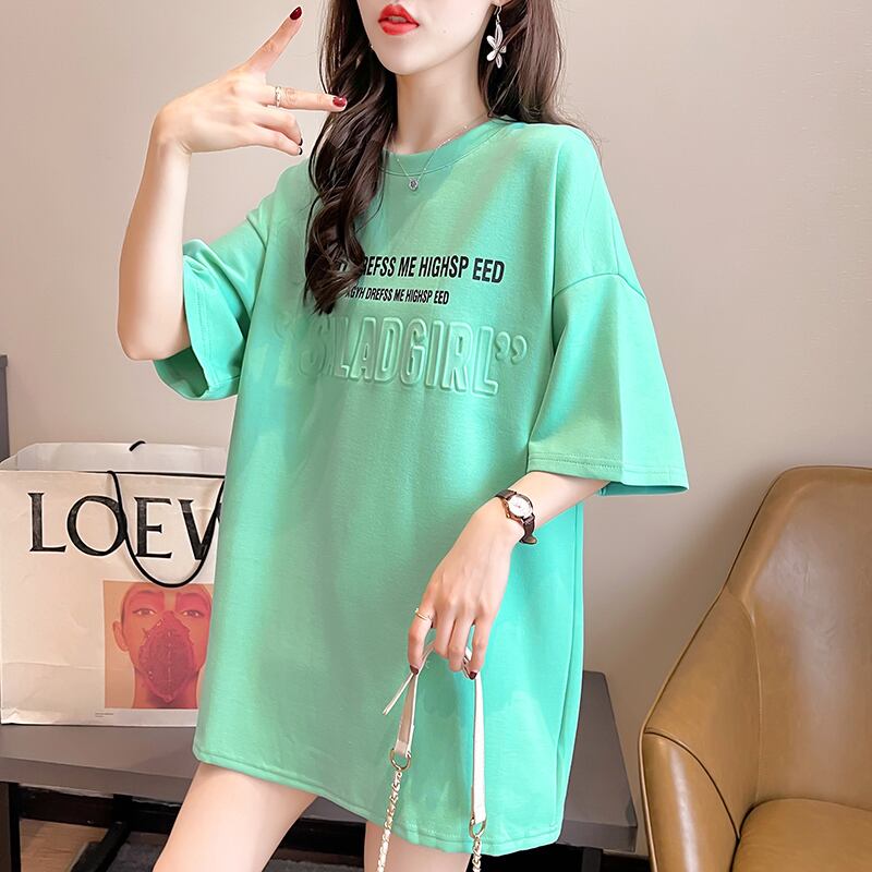 【tops】好感度満載！3色ラウンドネック半袖英字柄ファッションTシャツF0414